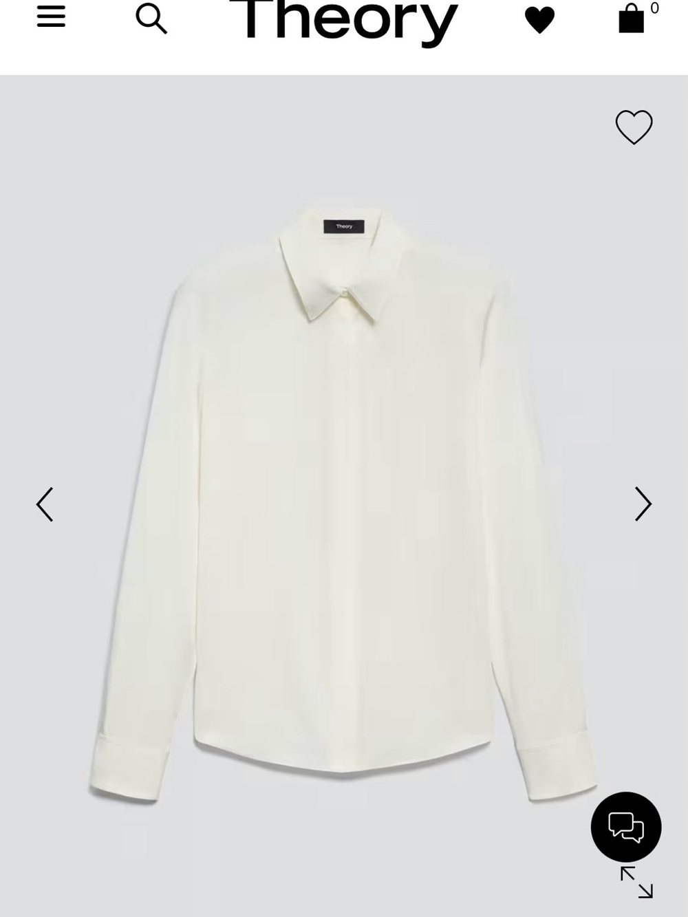Theory Women’s Ivory Classic Fit Silk Blouse.